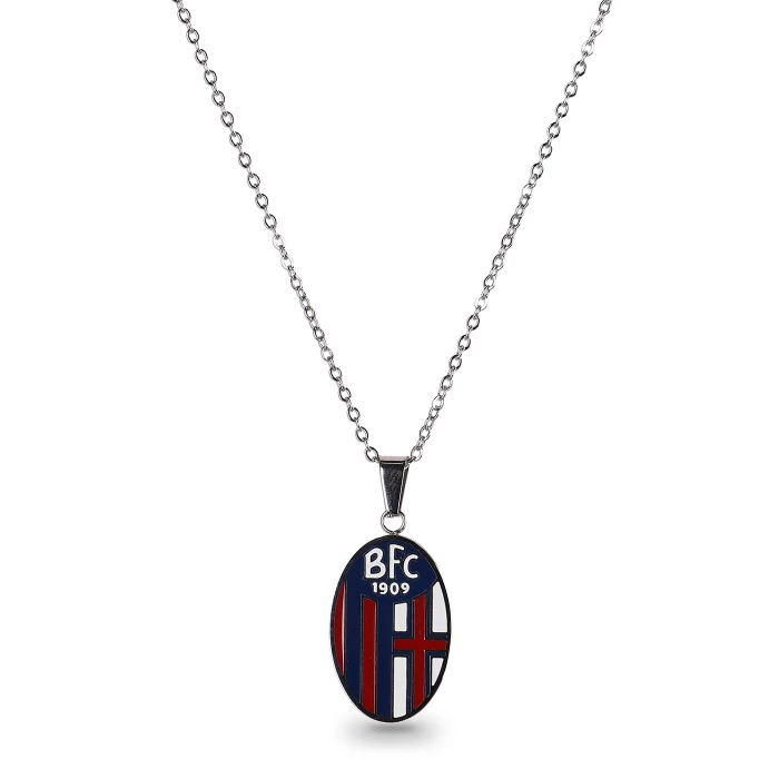 BOLOGNA FC STEEL NECKLACE WITH MEDIUM ENAMELED LOGO