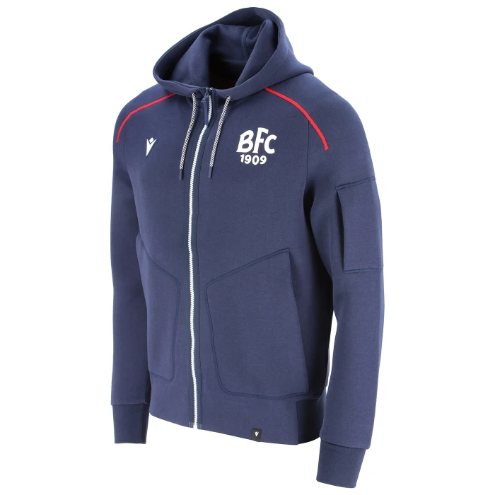 BOLOGNA FC NAVY BLUE TRAVEL FZ HOODIE TOP 2025/26